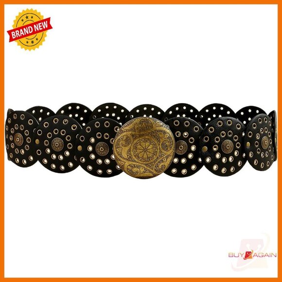 Vintage Western Wide Disc Belt PU Leather Chunky Waist Belt Women main image 5